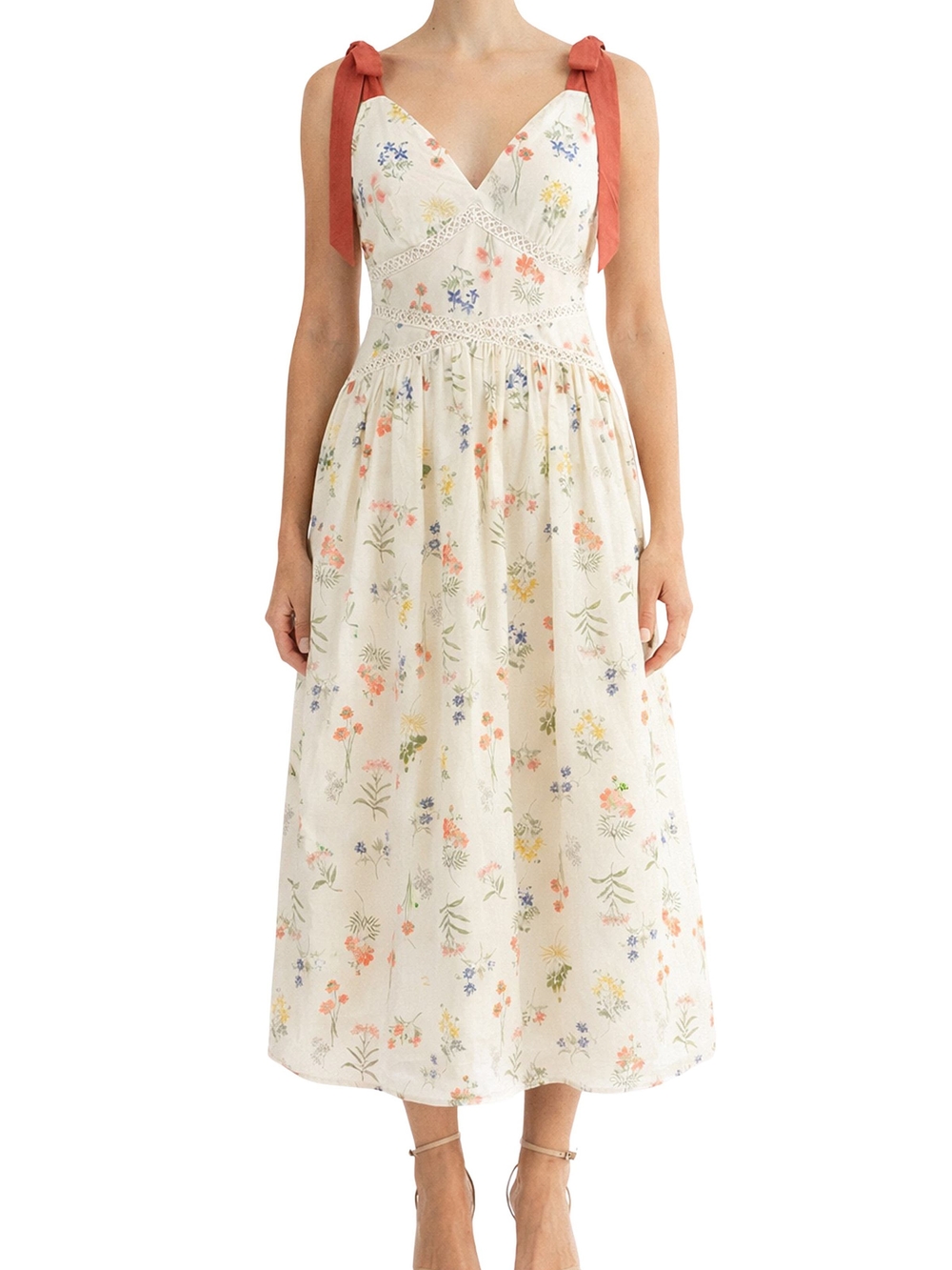 Selah Tie Strap Midi Dress Arose Studio